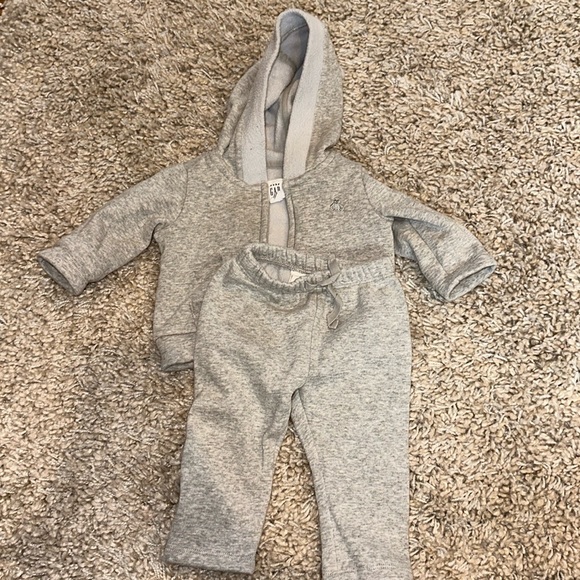 GAP Other - Baby Gap 0-3 mo grey fleece lines zip up hoodie and sweatpants